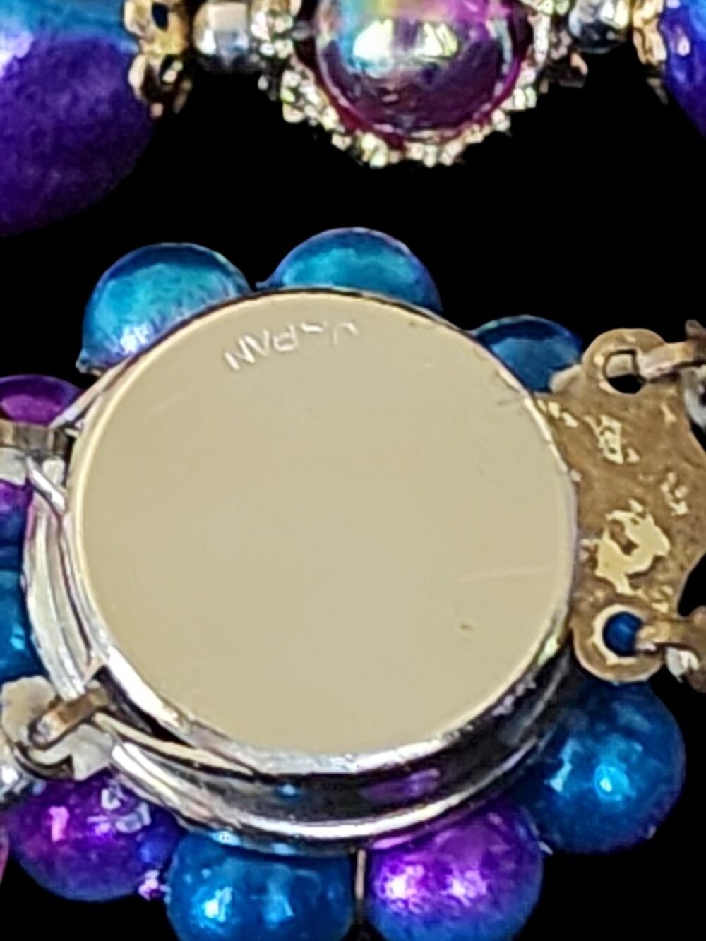 Vintage 1950s Japan Double Strand Blue Purple Moonglow Lucite AB Necklace - Picture 4 of 9